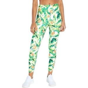 WILDFOX SWEAT GREEN WHITE BANANA LEAF PINEAPPLE TROPICAL LEGGINGS S NWT
